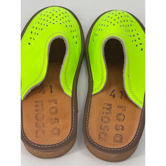 Rosa Mosa Diamond‎ Slide Sandal Mule Women 11 US 41 EU Lime Green Neon Leather - Picture 5 of 13